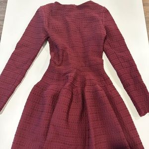 ALAIA Red Burgundy Dress Stretch Long Sleeve